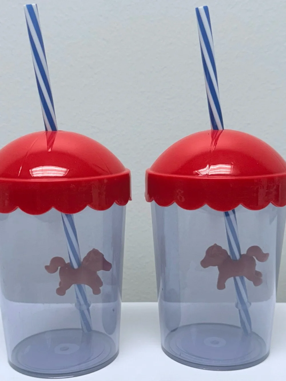 Set of 2 Red Carousel Pony Tumbler Cups with Straws - Target Bullseye Drinkware